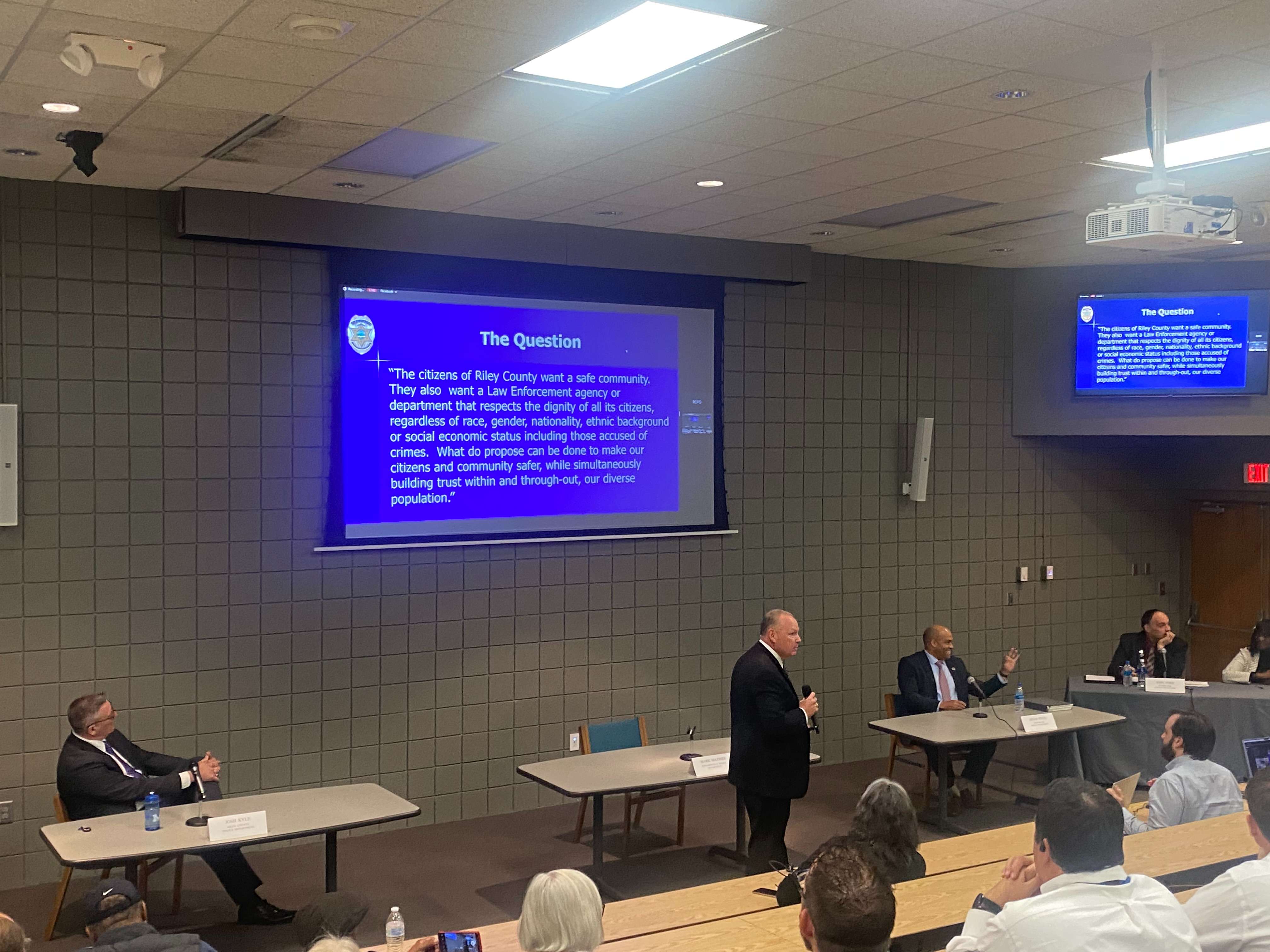 Mark Mathies presenting during the public forum