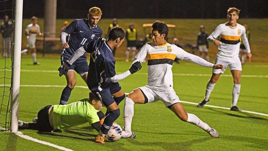 FHSU's Haruya Iwasaki attempts a shot vs. Rogers State Thursday at the FHSU Soccer Stadium (FHSU Athletics photo/Nicole Heitmann)