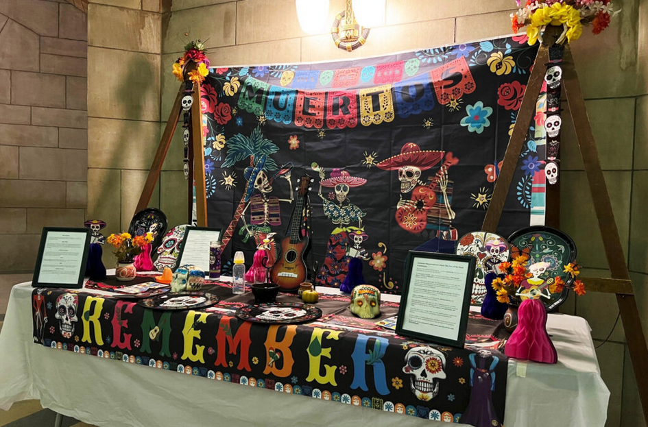 Day of the Dead altar of offerings “altar de ofrendas” in the State Capitol (Courtesy of Nebraska Commission on Latino-Americans)