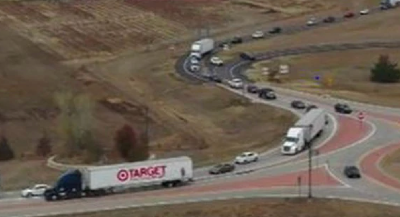 Traffic backed up Saturday near the fatal crash -photo courtesy KWCH