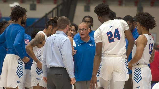 Blue Dragon men's basketball head coach Tommy DeSalme expects to play even faster in 2022-23. The Dragons open the season Tuesday night against Fort Scott. (Sammi Carpenter/Blue Dragon Sports Information).<br>