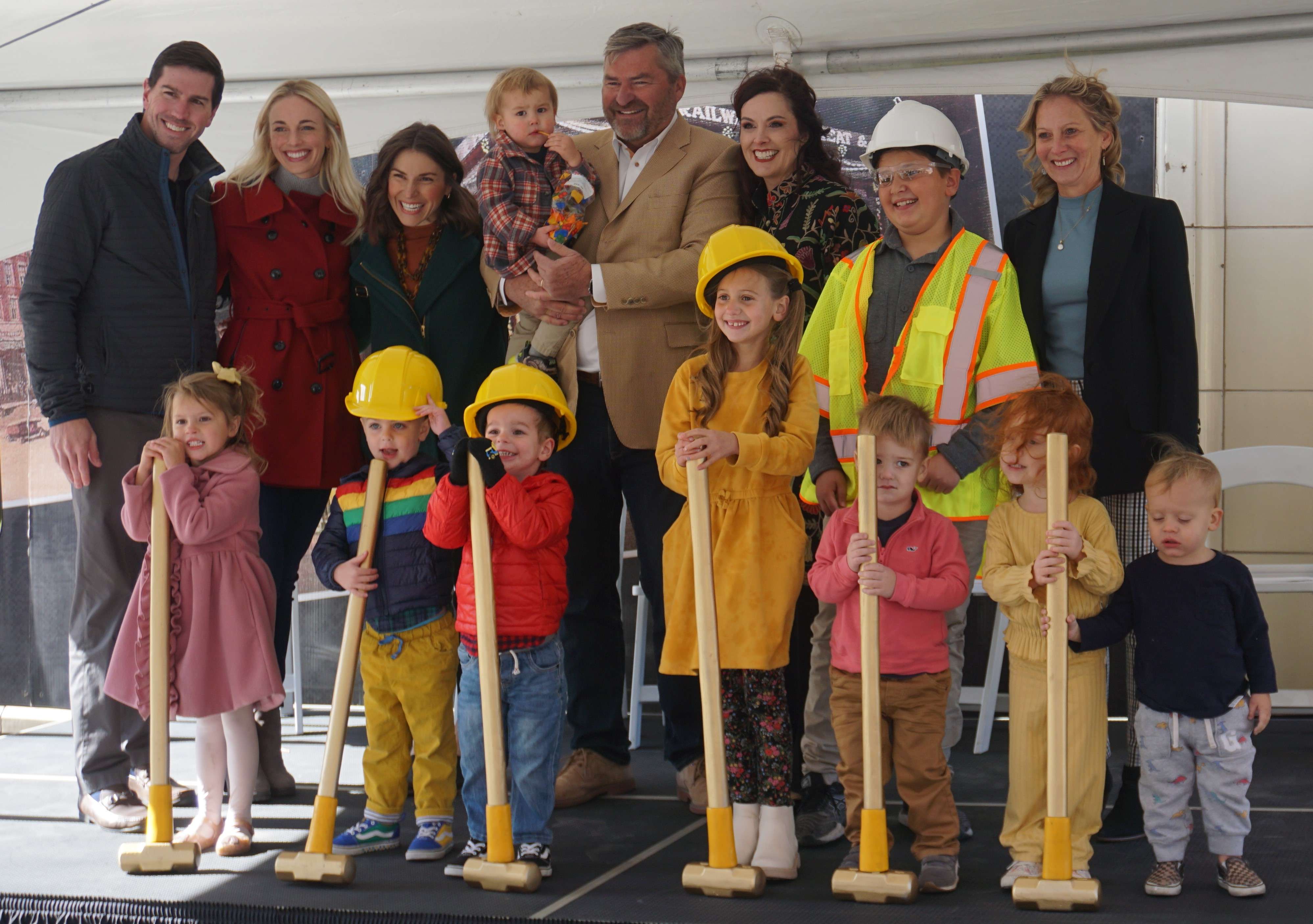 Mosaic Life Care Foundation officials and children in attendance celebrate the launch of the Children's Discovery Center/ Photo by Matt Pike