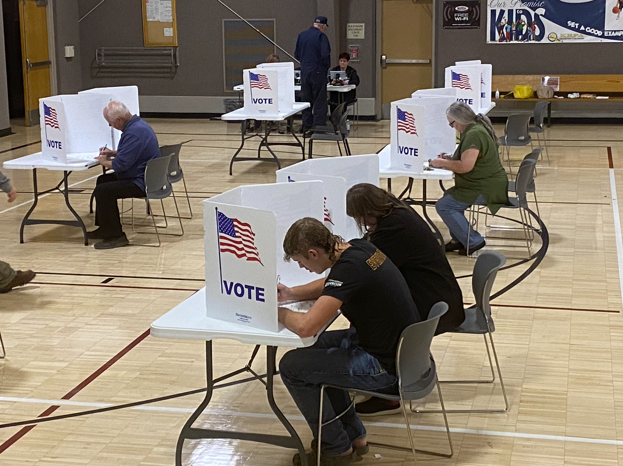 Voters at Hays Recreation Center on Tuesday. Photo by Becky Kiser / Hays Post