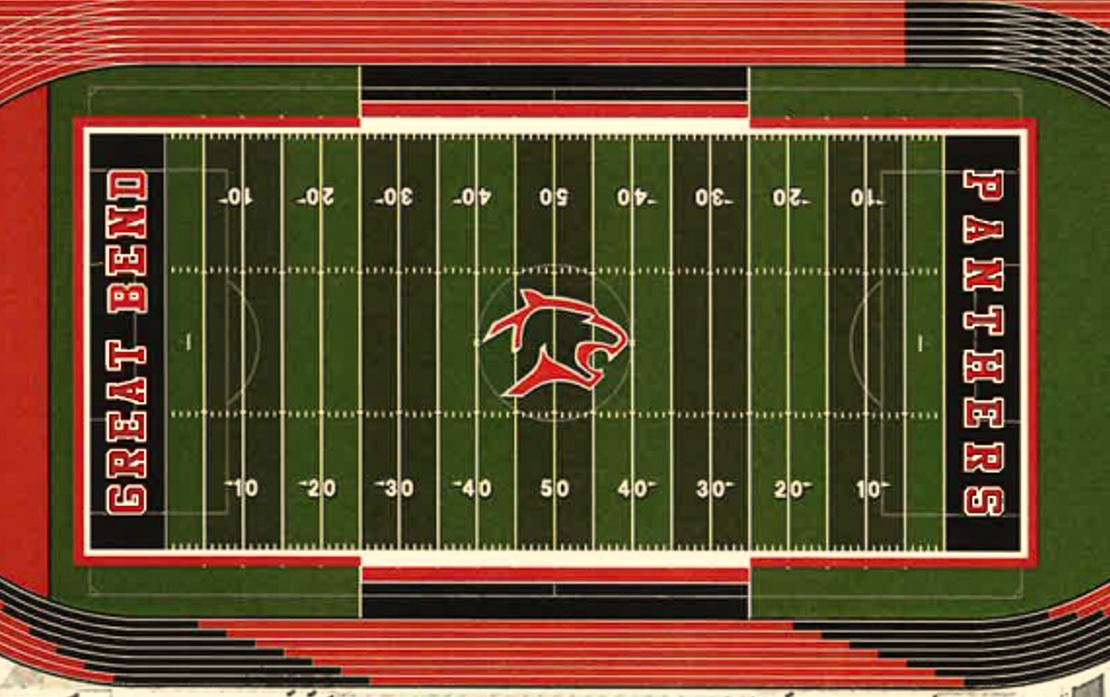 Rendering of the new track and turf to be installed this summer at Great Bend High School's Memorial Stadium.