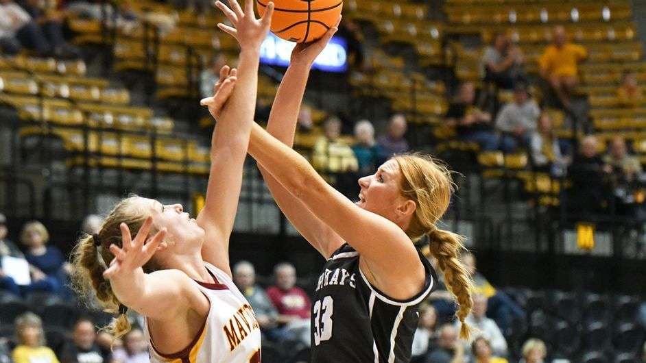 FHSU's Olivia Hollenbeck puts up a shot vs. Colorado Mesa Saturday afternoon at Gross Memorial Coliseum. (FHSU Athletics photo/Nicole Heitmann)