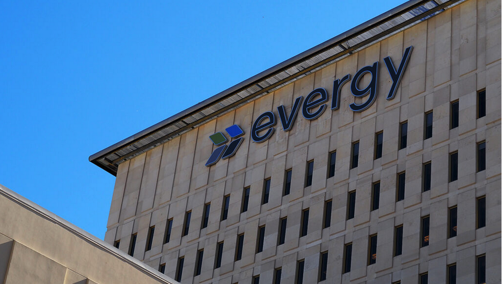 Evergy headquarters in downtown Topeka. The utility's energy efficiency plan could be drastically altered under a proposal by regulators. (Sherman Smith/Kansas Reflector)