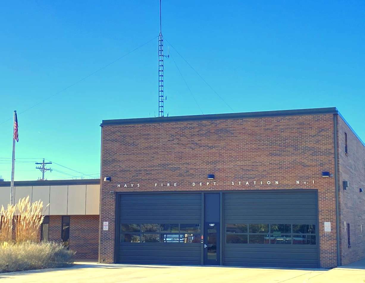 Opened in 1974, the main Hays fire station is at 1507 Main, on the north side of city hall. The entire structure is in the flood plain. (Photo by Becky Kiser/Hays Post)