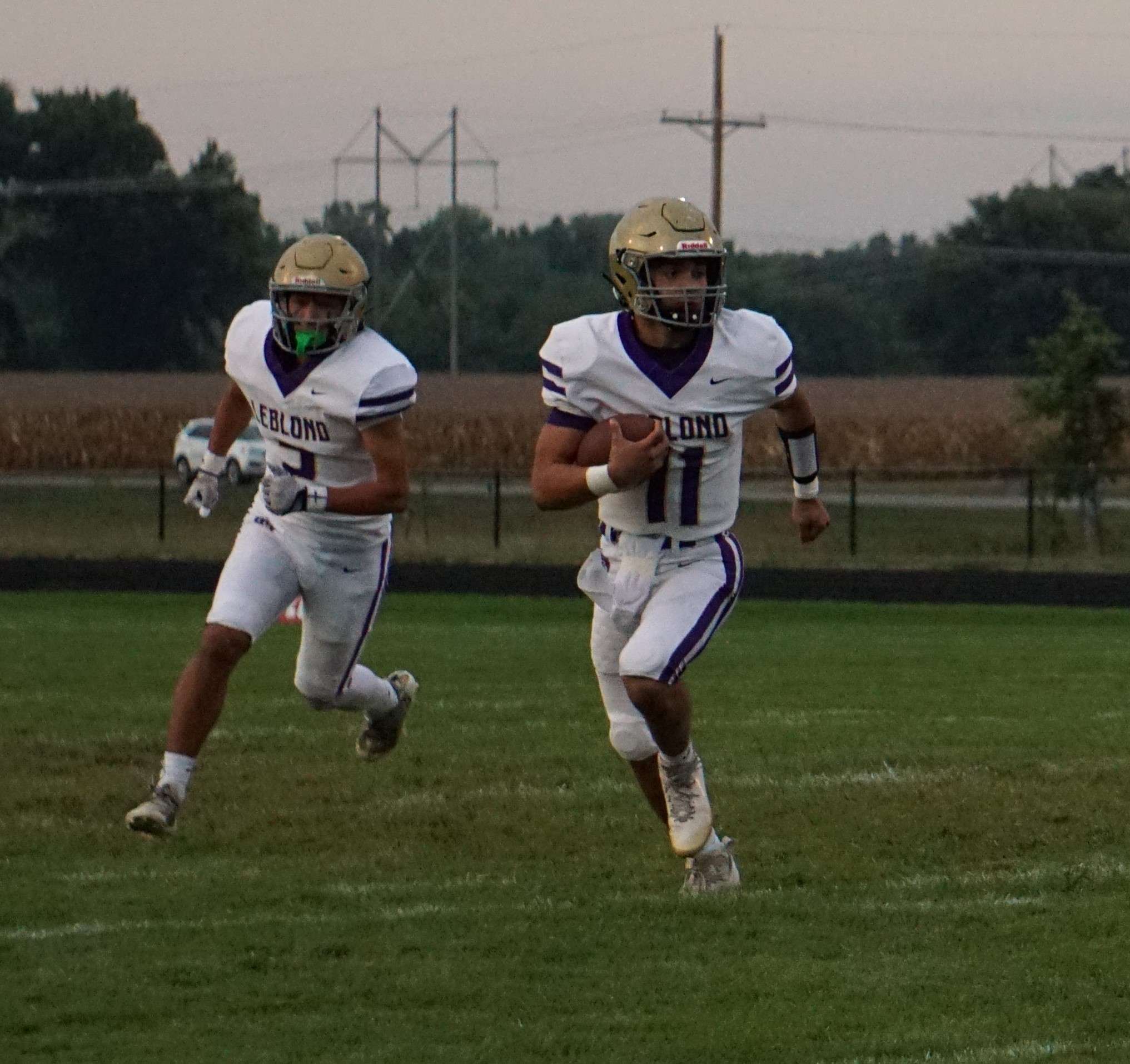 LeBlond's Landon Gardner (11) has passed for over 2800 yards and rushed for over 1300 to help lead LeBlond to the state title game. Photo by Harry Loomis.