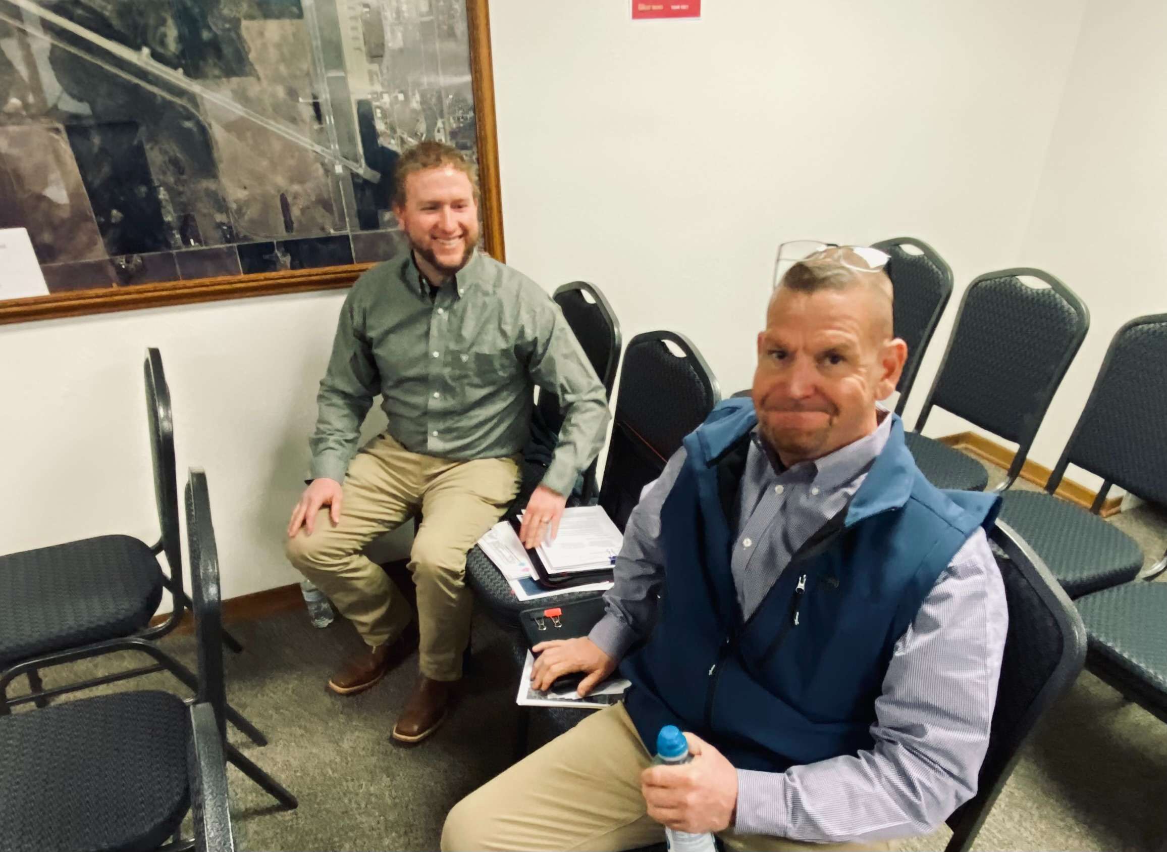Logan Burns (left) was approved to become the City of Great Bend's interim city administrator and Police Chief Steve Haulmark (right) was voted to be Burns' consultant at the Great Bend City Council meeting on Monday, Dec. 19, 2022.