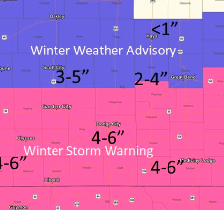 Winter weather, wind chill advisories in effect for NW. Kan into Thursday