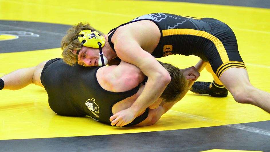 <b>Michael Barfuss earned an upset at 141 pounds over ninth-ranked Deegan Palmer to score Cloud County's first of five match wins on Wednesday. </b>Photo by Jessica LeDuc courtesy <a href="http://cloudtbirds.com">cloudtbirds.com</a>