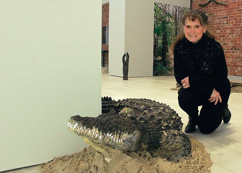 Artist Kathy Robb said this crocodile represents a pedophile who exposed himself to her when she was 6. The trauma changed the course of her life. She said creating the sculpture helped her heal the emotions surrounding that event.<br>