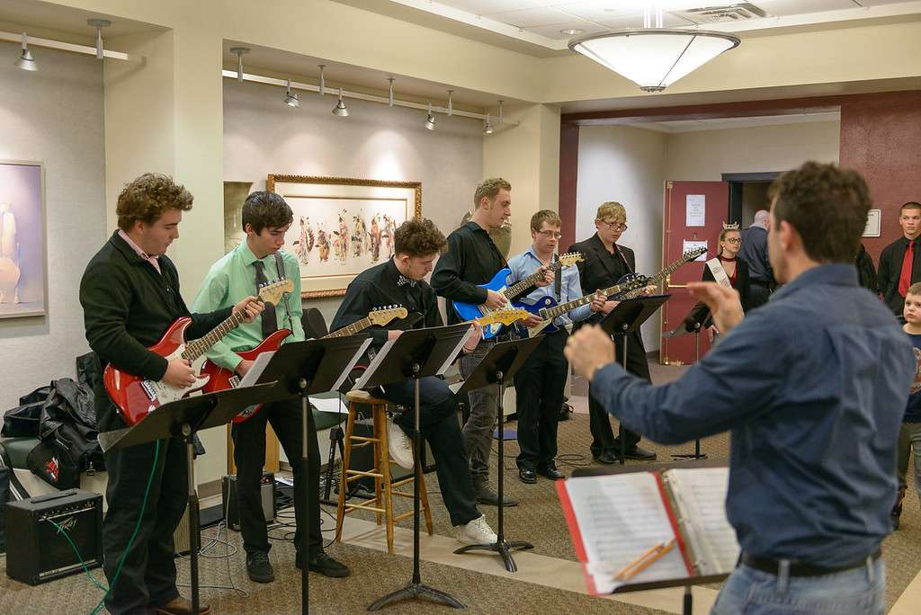 The Guitar Ensemble, directed by Dr. Mckay Tebbs, performs during the High Plains Festival on February 6, 2018. (Photo by Daniel Binkard/Chadron State College)