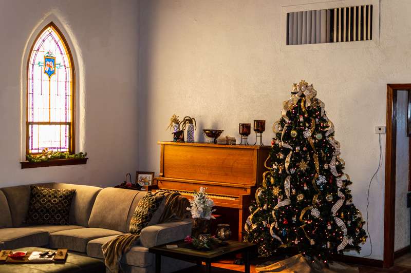 A Christmas tree is set to be permanently placed in the Kirch Haus as a reflection of WaKeeney being known as the Christmas City of the High Plains. Two church pianos also remain in the building.