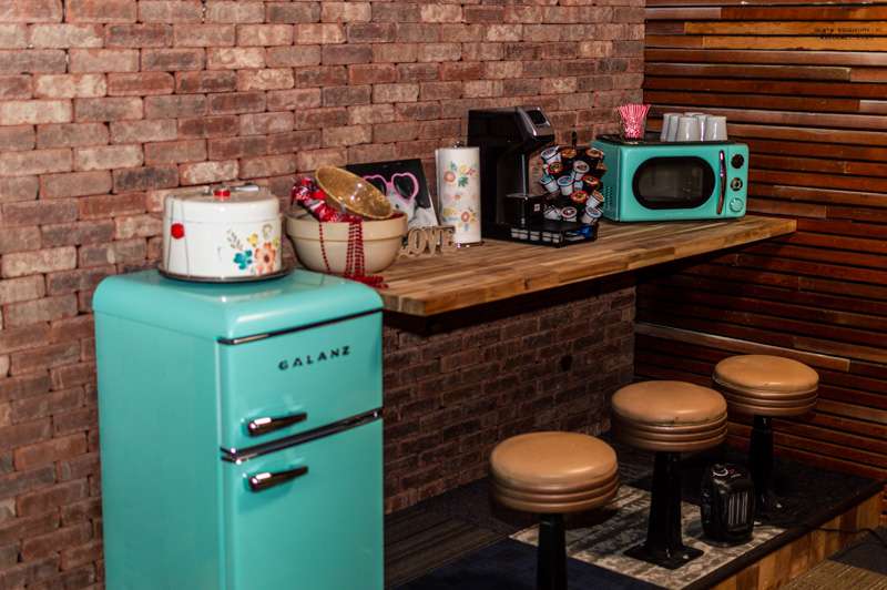 A snack space inside the downstairs of the Kirch Haus.