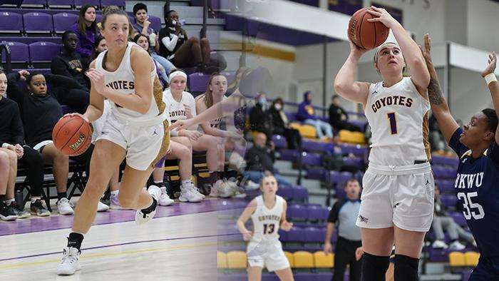<b>Amanda Hill and Kelcey Hinz. </b>Image courtesy <a href="http://kwucoyotes.com">kwucoyotes.com</a>