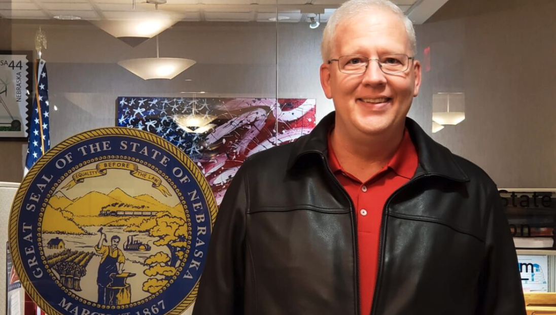 This image, from Nebraska House candidate Jim Schultze’s Facebook page, shows him filing to run for office at the Nebraska Secretary of State’s Office.