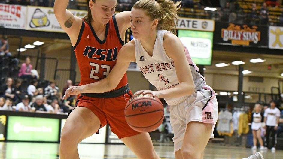 Kate Dilsaver scored 12 points in FHSU's win over Rogers State Thursday night at Gross Memorial Coliseum (Courtesy FHSU Athletics, Niciole Heitmann)