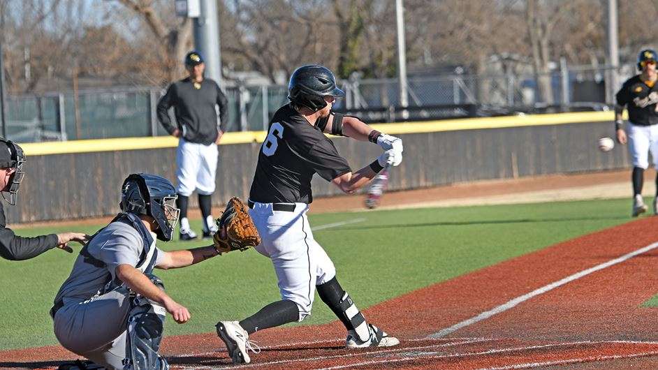 Kade Wallace bats against Regis Friday afternoon at Larks Park (Couresty FHSU Athletics)