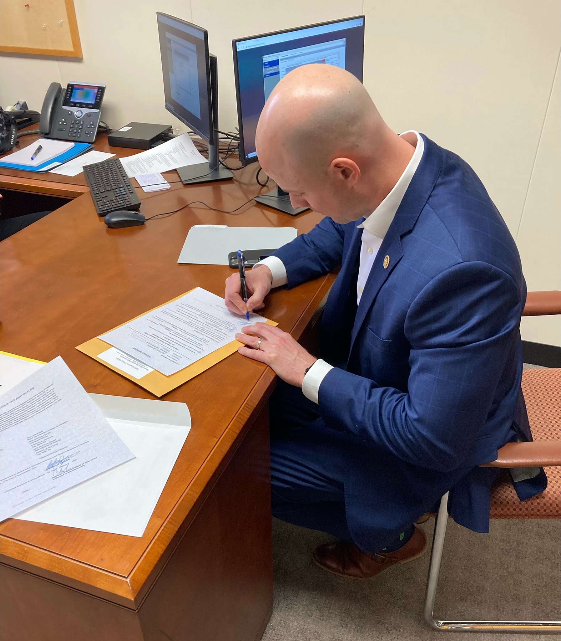 Sen. Blaine Luetkemeyer files for re-election in the Missouri Secretary of State's office in Jefferson City/Photo courtesy of Sen. Luetkemeyer's campaign