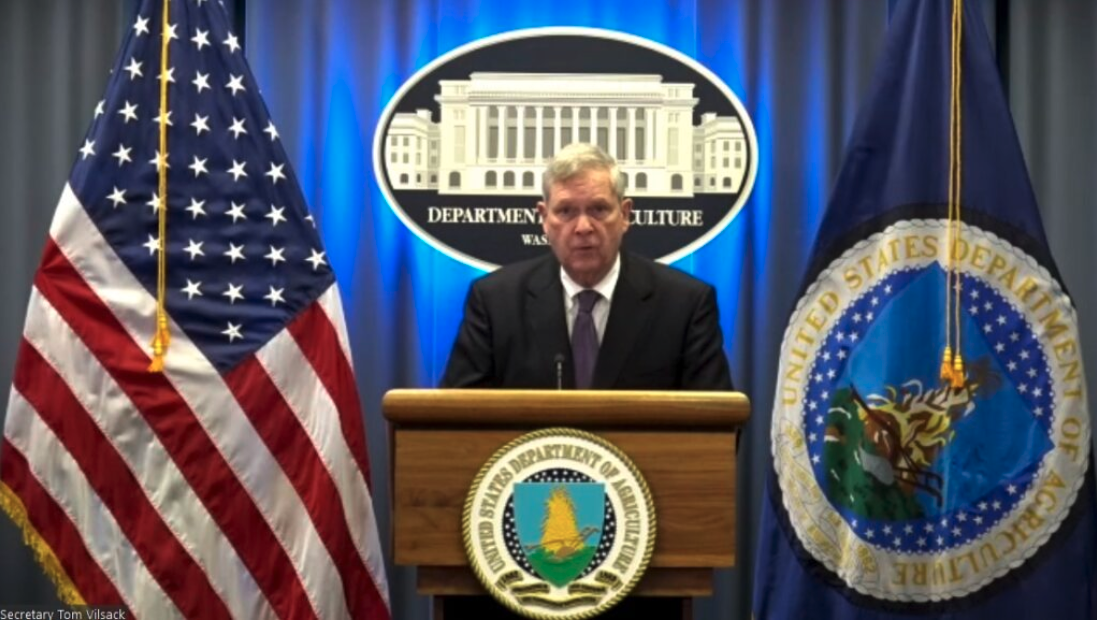 U.S. Secretary of Agriculture Tom Vilsack holds a press conference with reporters on Feb. 24, 2022 (Screenshot of virtual press conference).