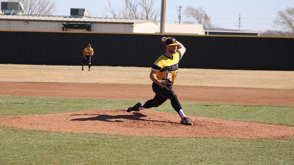 <b>Haden Dow struck out seven in game one on Sunday to earn his second win of the year. </b>Photo by Ella Caudill courtesy Cloud County Sports Information