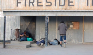 Street people slept, drank and openly urinated on the streets of Whiteclay until the beer stores in the unincorporated town were shut down in 2017. (Courtesy of Jennifer LaMere, courtesy Nebraska Examiner)