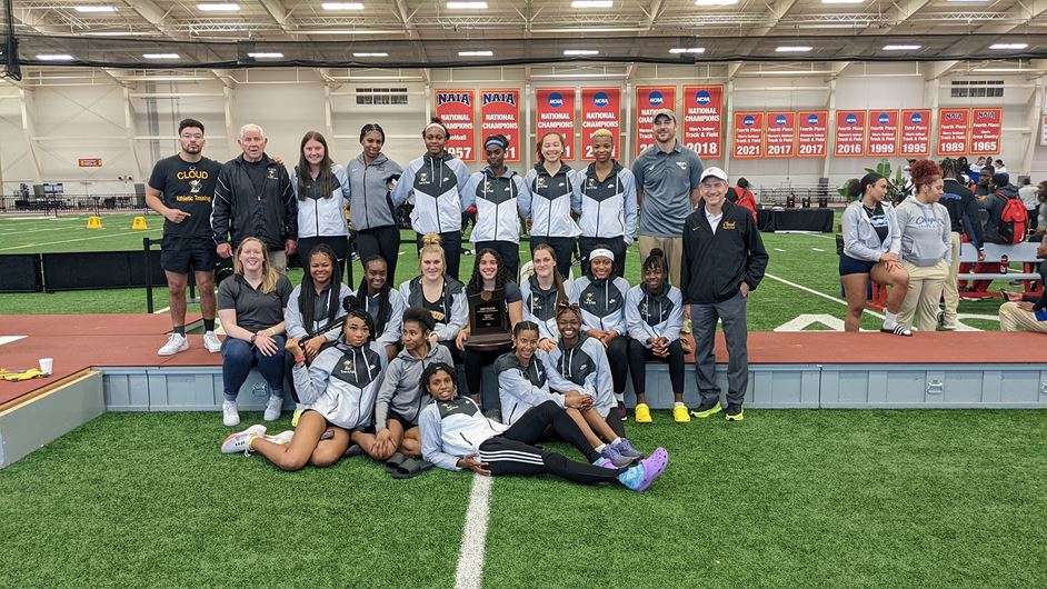 <b>The Cloud County women's track team finished third at the 2022 NJCAA Indoor Championships with 77 points.</b> Photo by Drew Mahin courtesy <a href="http://cloudtbirds.com">cloudtbirds.com</a>