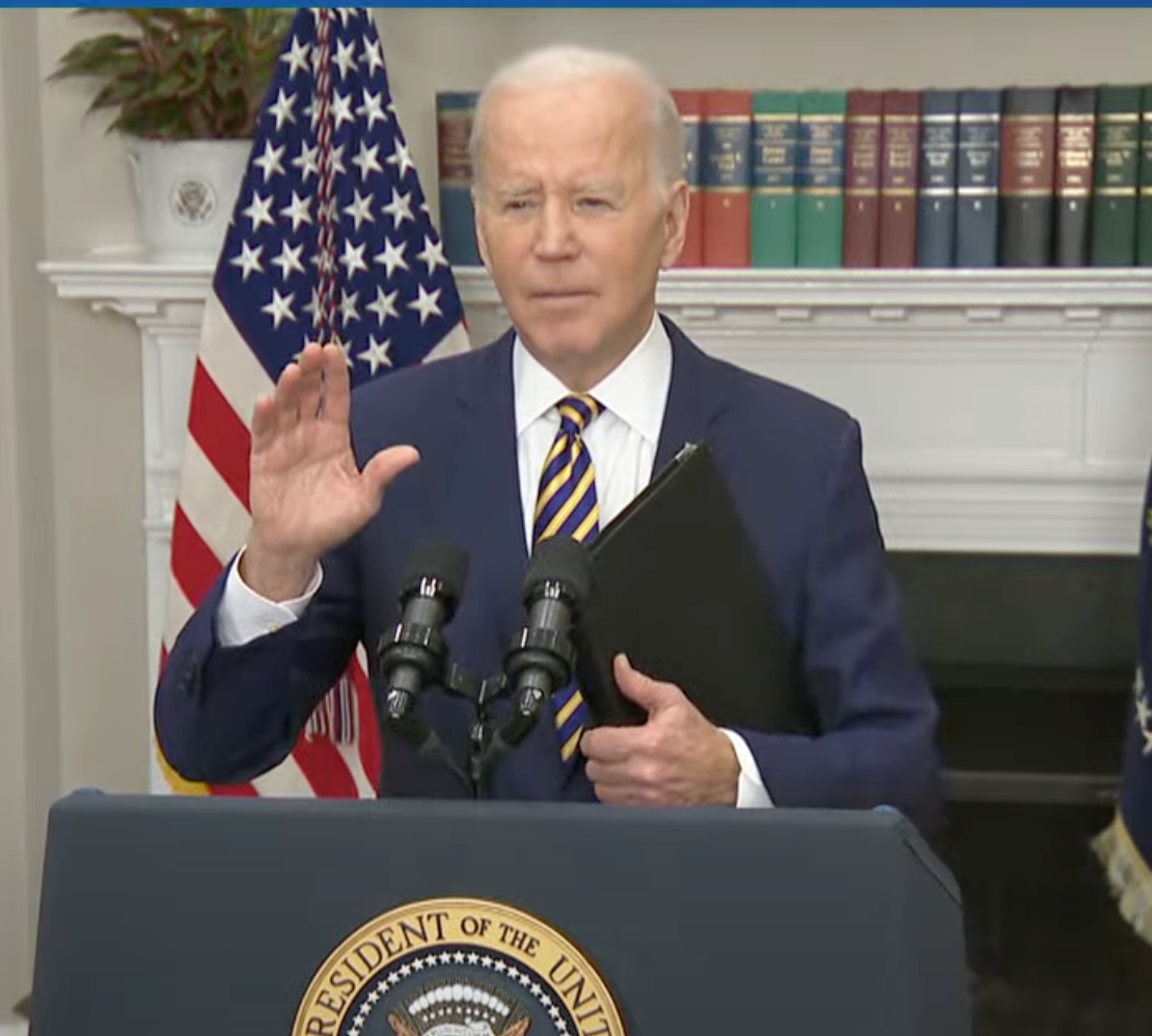 Biden declared in remarks at the White House that “We will not be part of subsidizing Putin’s war." White House Photo