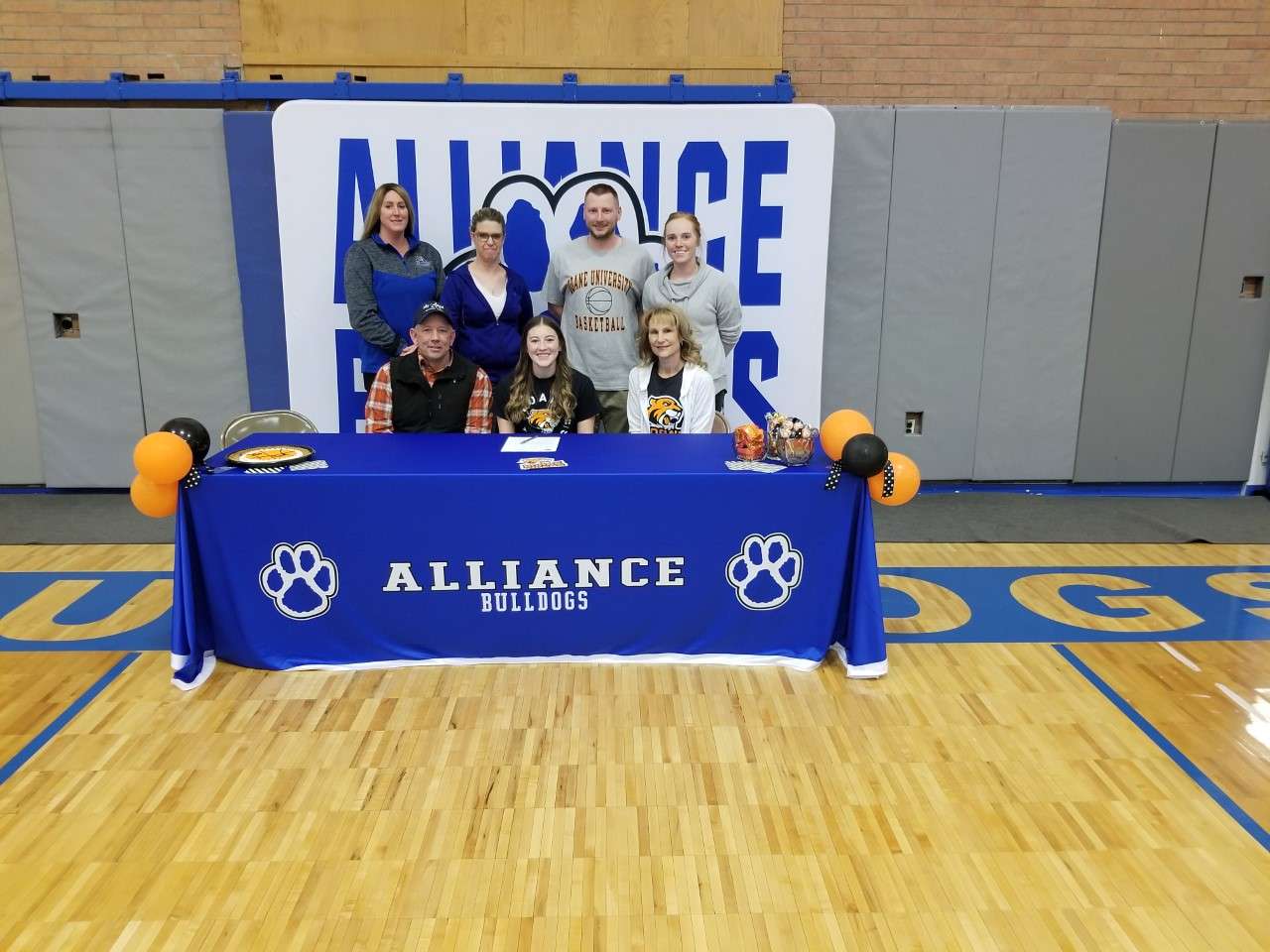 Standing L-R: Assistant Coach Reve Fries, Assistant Heidi Manion, Head Coach Stephen Crile, Assistant Mickenzie Brennan.&nbsp; Seated L-R: Scott Davis, Angie Davis, Lori Davis