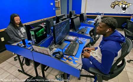 Madden 22 gamers Davon Morris left and Chance Costello right compete in their weekly matches-Barton Athletics