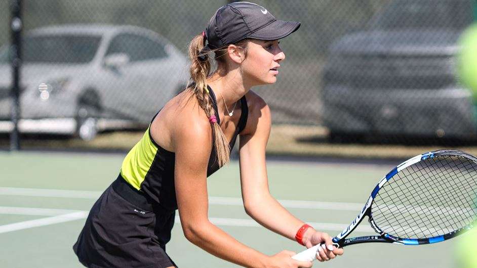 FHSU's Aliyah Frederick along with partner Kylie Aufdengarten picked up a win in No. 2 doubles Thursday at Bethany College (Courtesy FHSU Athletics, Tylee Biera)