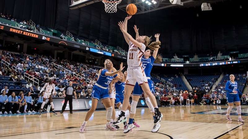 <b>Emily Ryan scores two of her 22 points vs Creighton Friday - Iowa State Athletics</b>