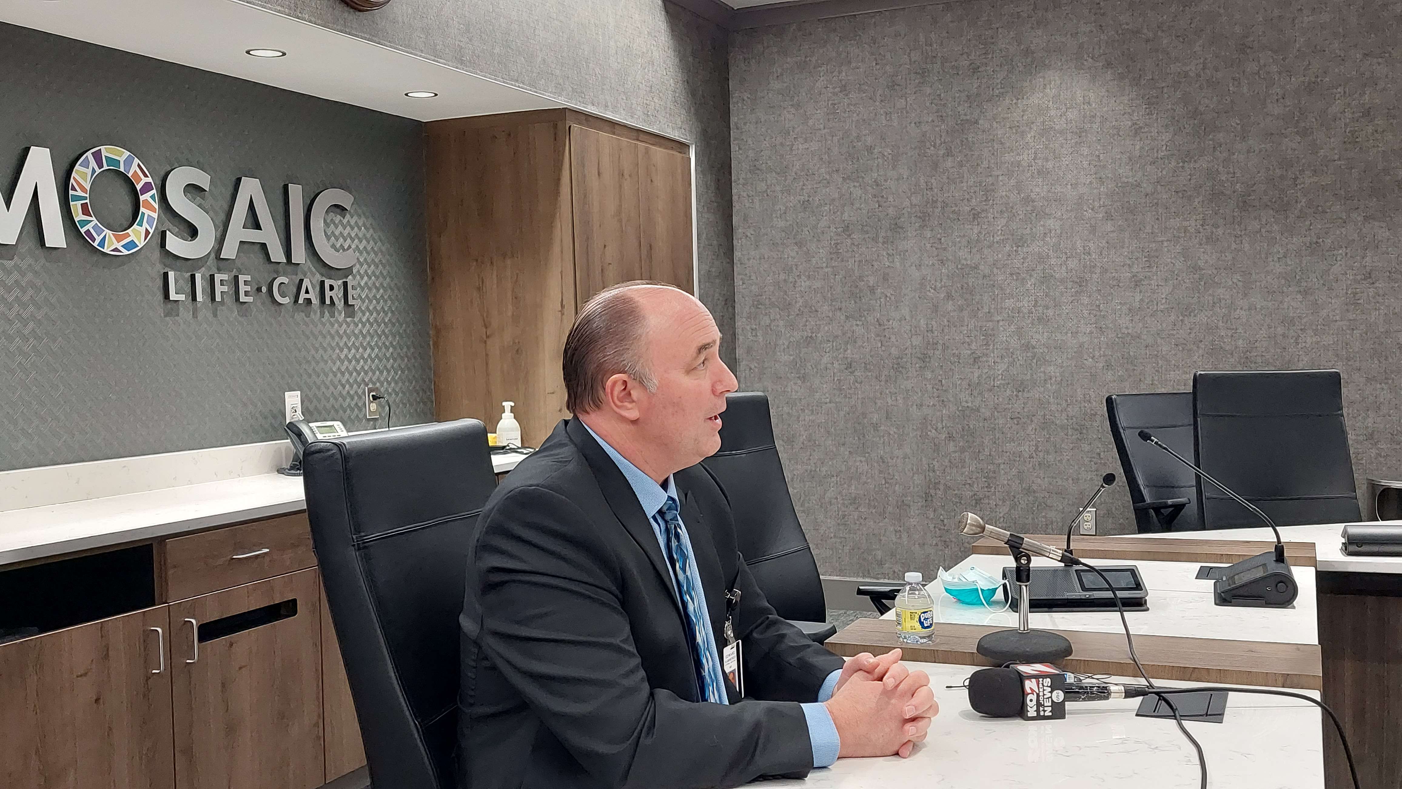 Chief Medical Officer tells reporters the state of where Mosaic Life Care is two years after the world shut down due to COVID-19/Photo by Matt Pike