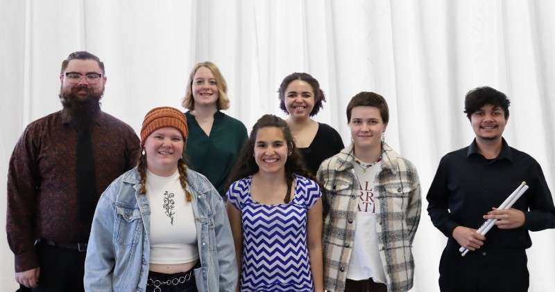 <b>Students performing include, from left:&nbsp;Christian LaCount, sophomore, vocal music education, Wichita;&nbsp;Gracelynn Gaskill, sophomore, chemistry and music, Lindsborg;&nbsp;Aubrey Larson, freshman, vocal music education, Russell;&nbsp;Elyse Boden, sophomore, music education, Goessel;&nbsp;Amaya Dungan, sophomore, vocal music education, Salina;&nbsp;Galina Brauer, junior, music performance, Moscow, Russia; and&nbsp;Justin Woolsey, freshman, instrumental music education, Newton. Not pictured is&nbsp;Elise Nelson, senior, vocal music education, Lindsborg.</b> Photo courtesy Bethany College