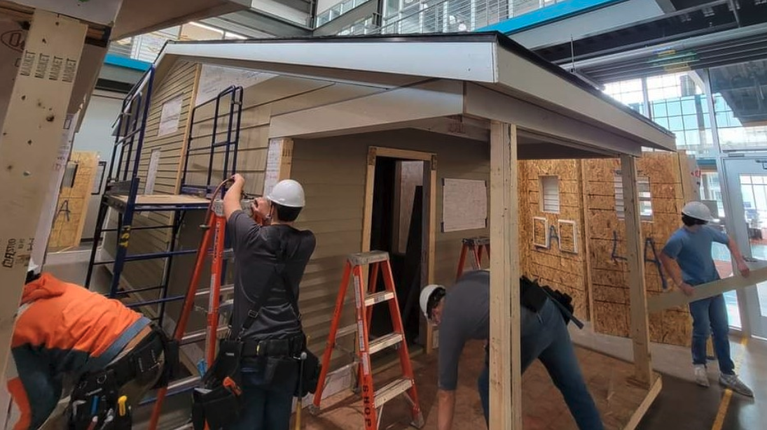 Metropolitan Community College students are constructing seven of the tiny houses for the Cottages project site. (Courtesy of Arch Icon Development)