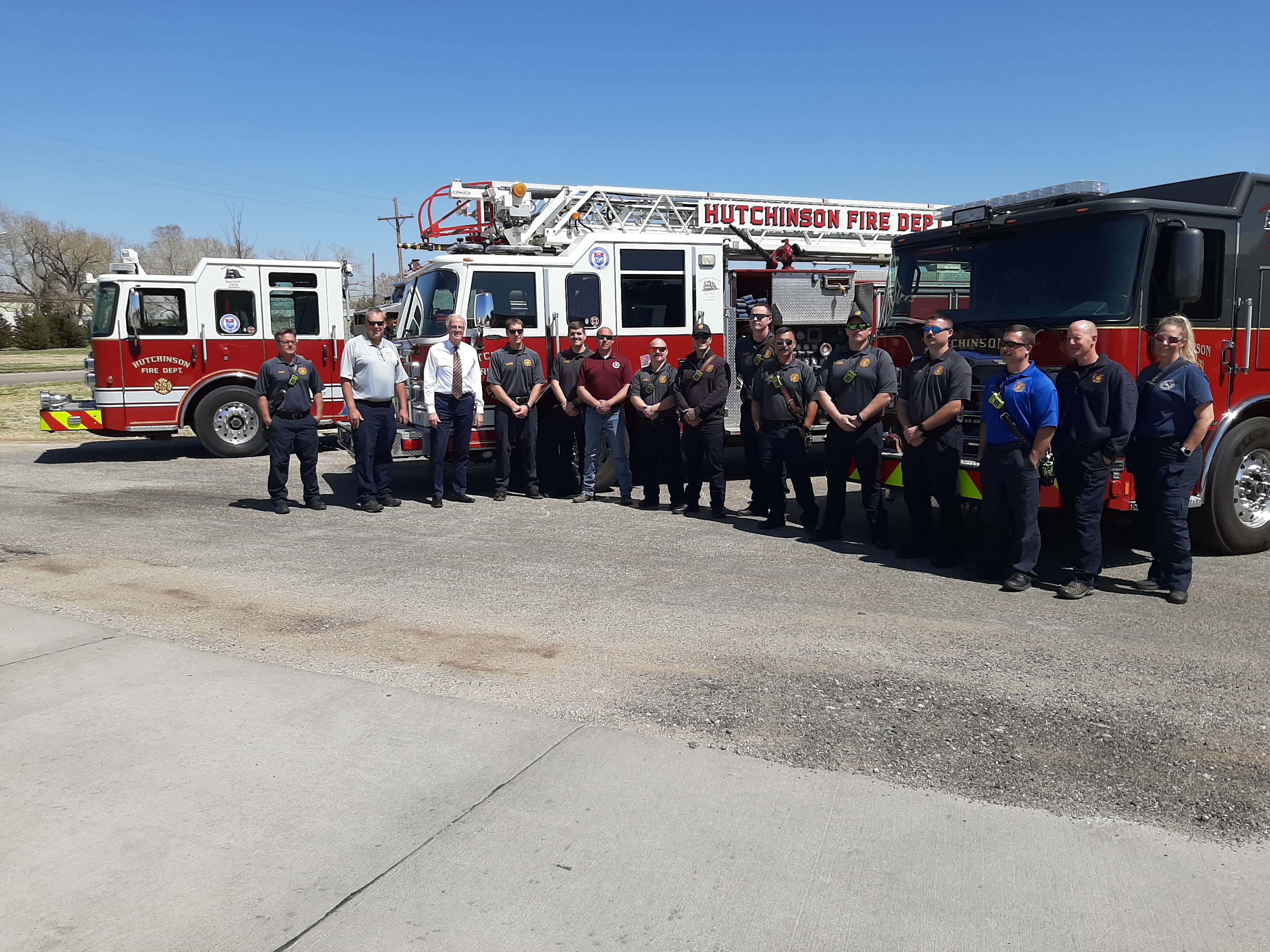 Jerry Moran and Hutchinson firefighters-Photo by Nick Gosnell