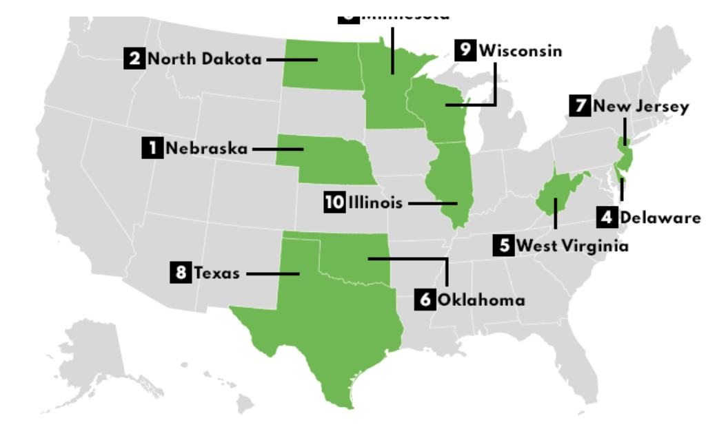 Recession resistant states according to Merchant Maverick analysis (Courtesy of MerchantMaverick.com)