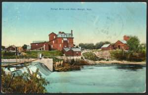 A postcard from around 1909 pictures the Neligh Mill, which used flows from the Elkhorn River to grind wheat into flour. (Courtesy of History Nebraska)
