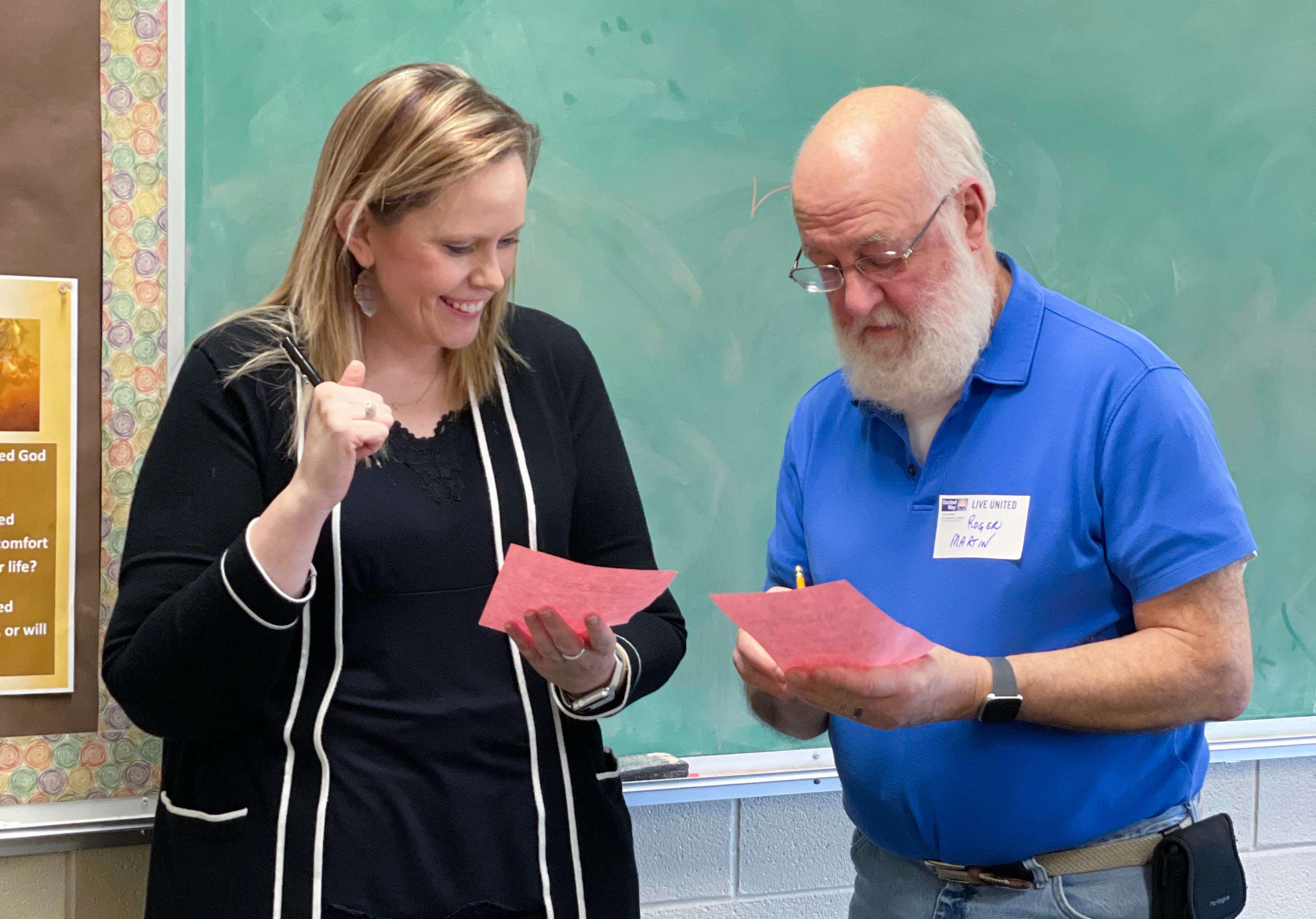 Volunteers trade notes during a get-acquainted session/Photo provided by United Way of Greater St. Joseph