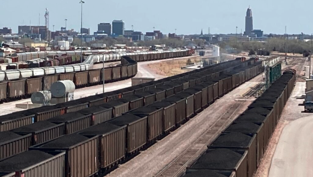 The Burlington Northern Santa Fe Railway yard in Lincoln. (Paul Hammel/Nebraska Examiner)