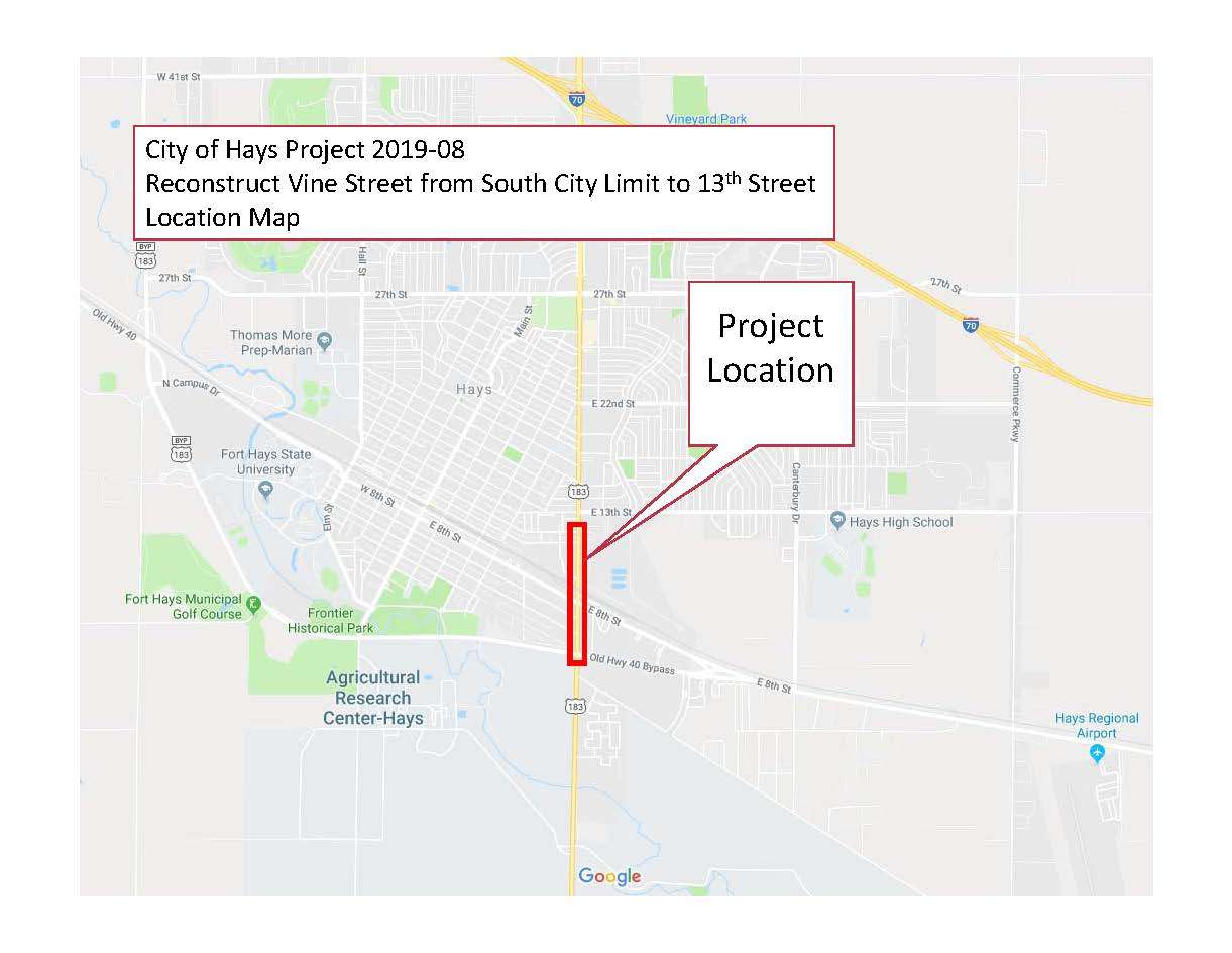 Phase 1 of the reconstruction of Vine Street between the US-183 Bypass and just south of 13th Street begins Monday in Hays.&nbsp;