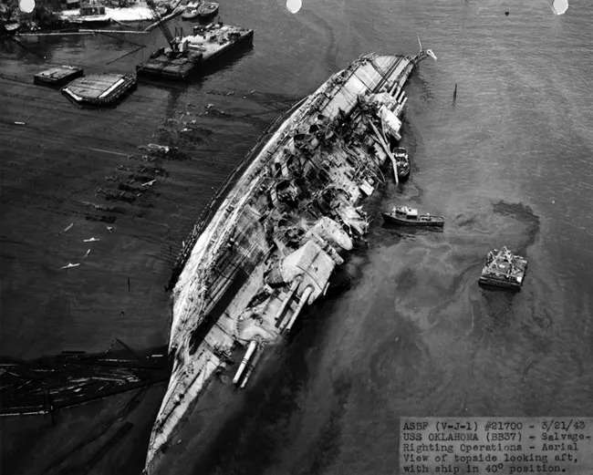 Wilbur Newton served on the USS Oklahoma (pictured above) in Pearl Harbor/Photo courtesy of the National Park Service website