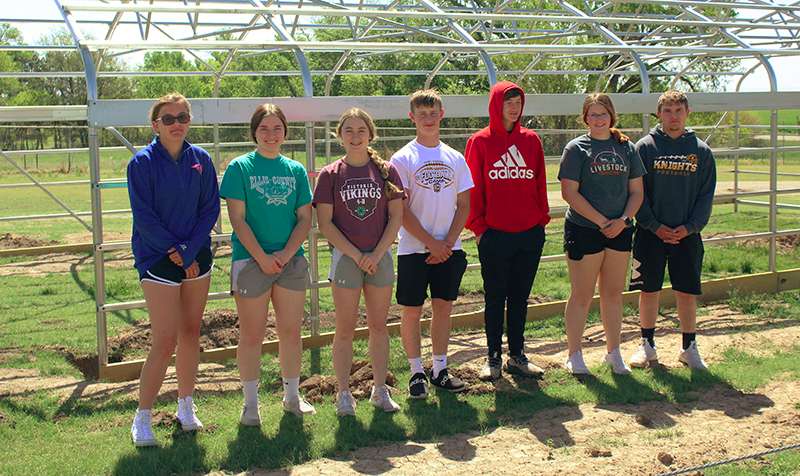 (Not in order pictured ) Victoria Junior/Senior High School FFA officers: President Taylor Anderson, Vice President Jarret Riedel, Secretary EmmaRae Rupp, Treasurer: Lindsey Scheck, Reporter Callie Lane, Sentinel: Jadyn, Chaplain: Vance Hockersmith Peterson. Photo by Cristina Janney/Hays Post<br>