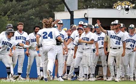 Cougars celebrate Connor Allen's 6th inning 2-run home run-Barton Athletics