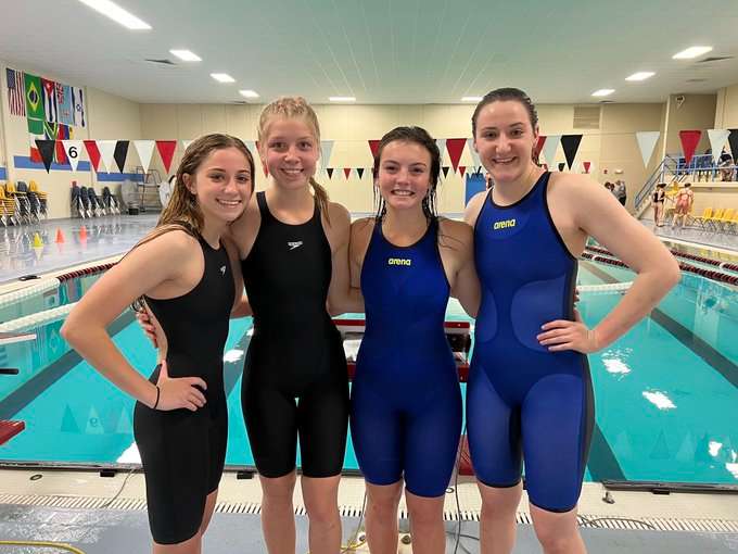 Emily Hall, Kameryn Johns, Ellyson Somers and Josephine Mazouch took first in the 200 Freestyle relay at Thursday's Western Athletic Conference meet at Barton Community College