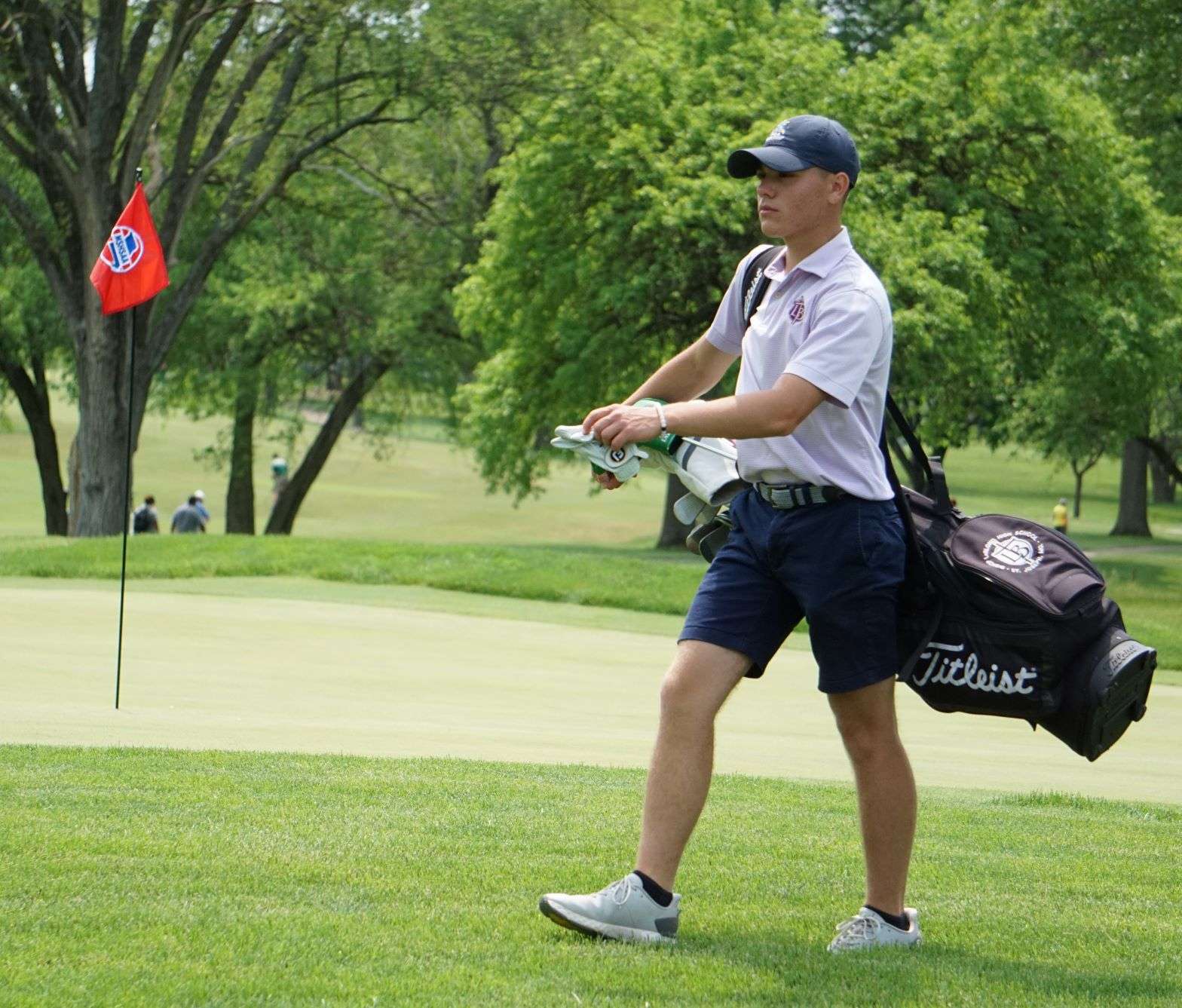 Sam Schoeberl during round two of the 2022 Class 3 state golf tournament at Sedalia Country Club. Photo by Tommy Rezac.