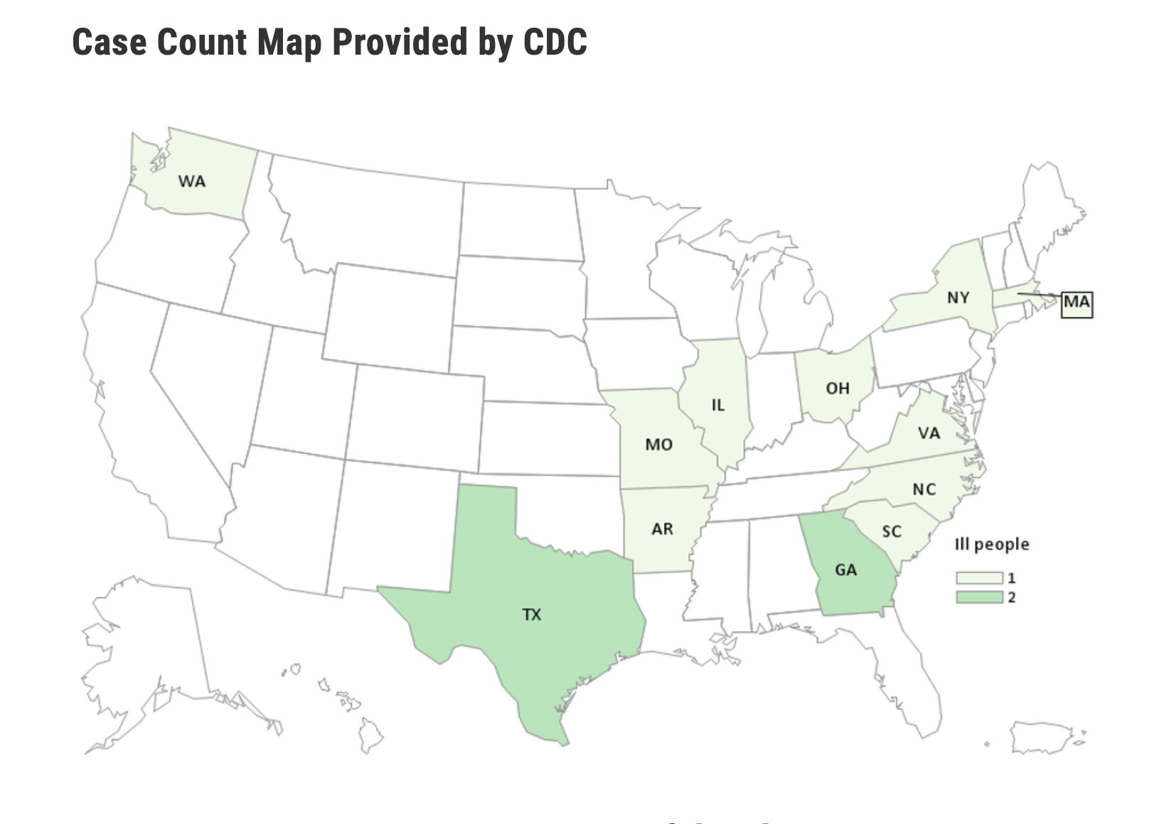 Peanut butter case count&nbsp; map -CDC image