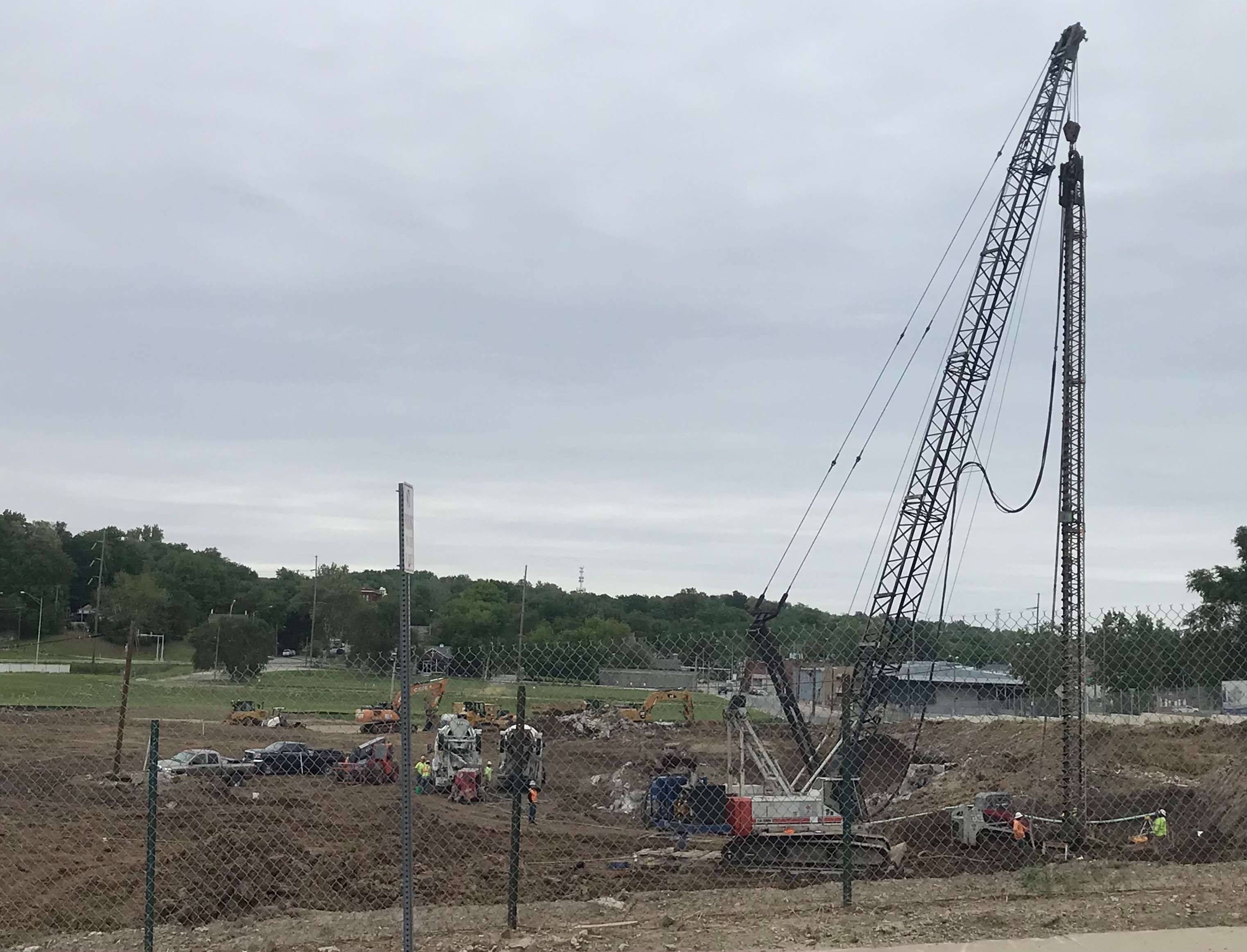 The construction site of Hillyard's new distribution center going up near 3rd and Robidoux Streets.