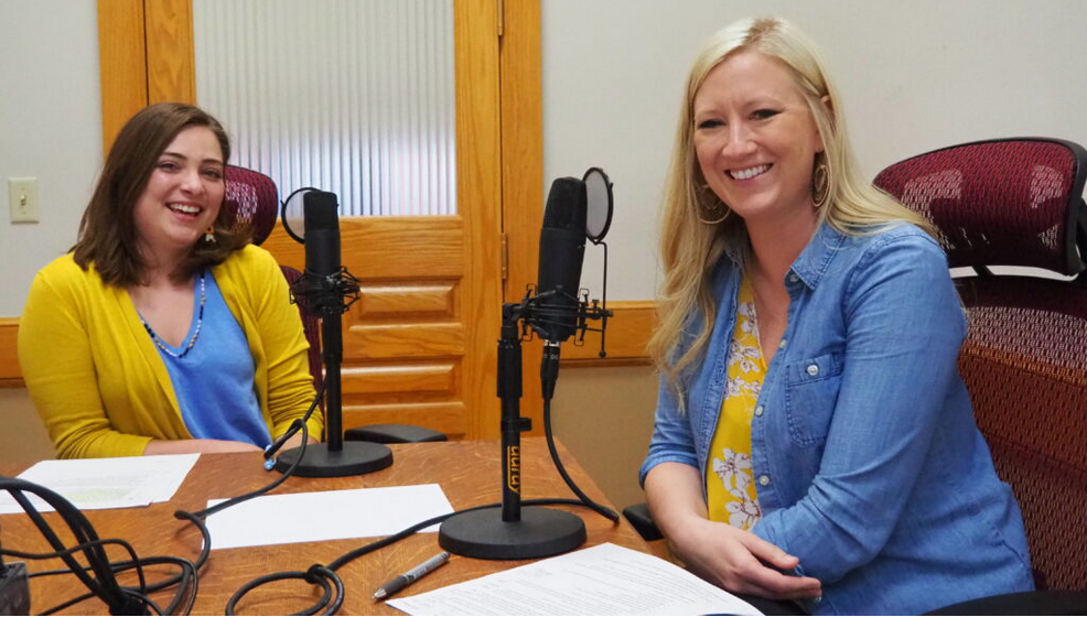 Kansas Action for Children staff members Jessica Herrera Russell, left, and Adrienne Olejnik welcomed several policy changes by the 2022 Legislature, but urged lawmakers to look closer at the need for childcare, health and food assistance helpful to kids. (Tim Carpenter/Kansas Reflector)